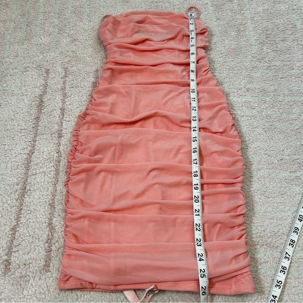 NWT Oh Polly Mesh Mini‎ Dress Size US6 Clubbing Strappy Back Peach Love Island - Picture 10 of 13